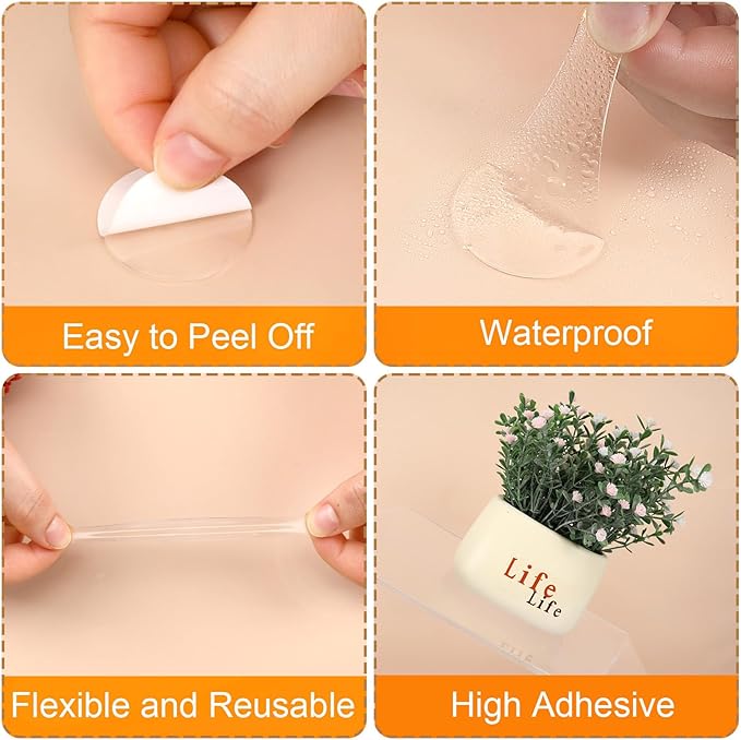JANYUN 1500 Pcs Double Sided Sticky Dots Removable Round Putty Clear Double Sided Tape for Crafts No Trace Sticky Tack Adhesive Tape (20 mm)