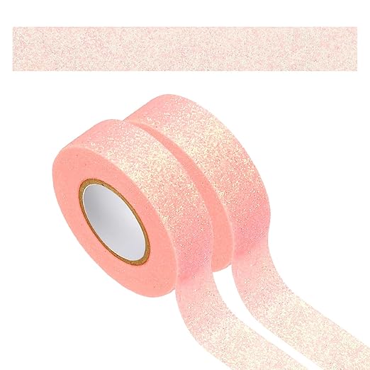 PATIKIL 2 Roll Glitter Paper Washi Tape, Washi Decorative Tape for Crafts, Pink