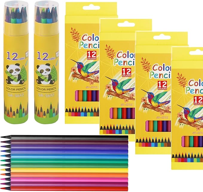 72 Count Colored Pencils, 6 Pack Bulk 12 Assorted Colors, Pre-sharpened Coloring Pencil for Kids, Teachers Essential Classroom Prizes, Ideal Back to School Supplies