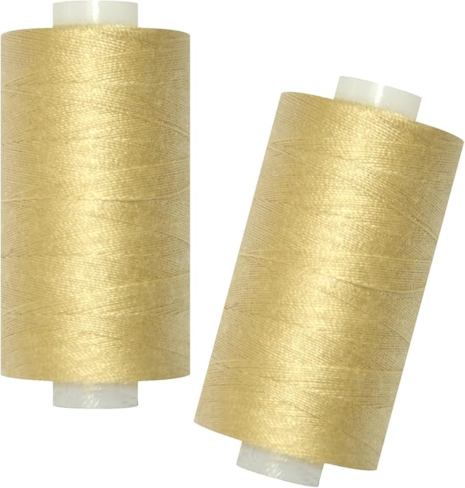 All Purpose Sewing Thread-2 Spools of Hand Polyester Sewing Thread for Sewing Machine for Hand and Machine Sewing(Very Light Tan, 2 spools)