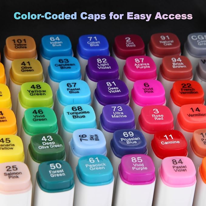 Alcohol Based Markers 48 Colors, Dual Tip Art Sketch Markers, Drawing Pens Permanent Markers for Adult Kids Artist Coloring