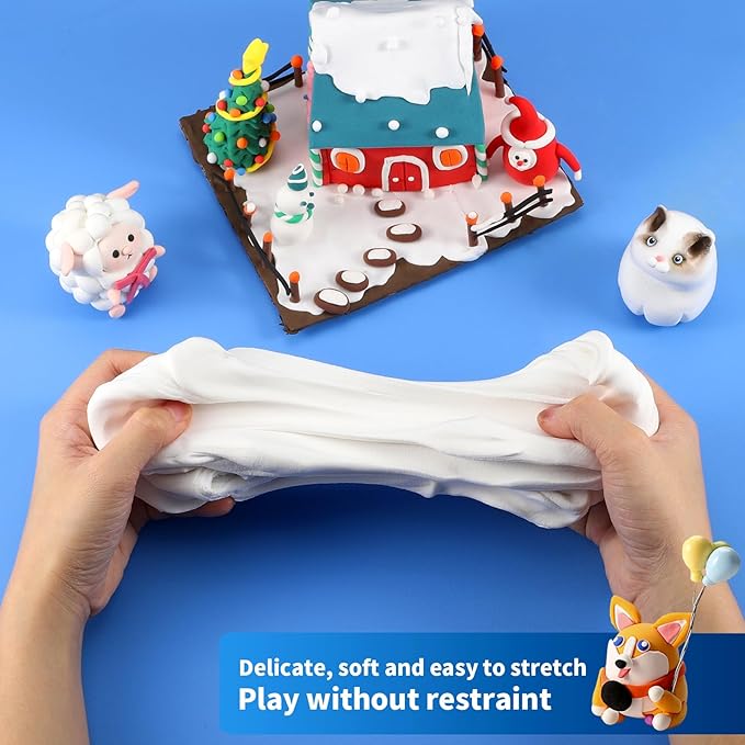 iFergoo White Air Dry Clay, DIY Creative Modeling Clay for Kids, Super Light Magic Clay for Kids Age 3-12, Safe & Non-Toxic, Molding Sculpting