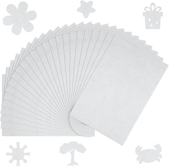 CHRORINE 25 Pcs Assorted Color Felt Fabric Sheets 8" x 12" Soft Felt Fabric Sheet for Crafts DIY Sewing Squares Nonwoven Patchwork (White)