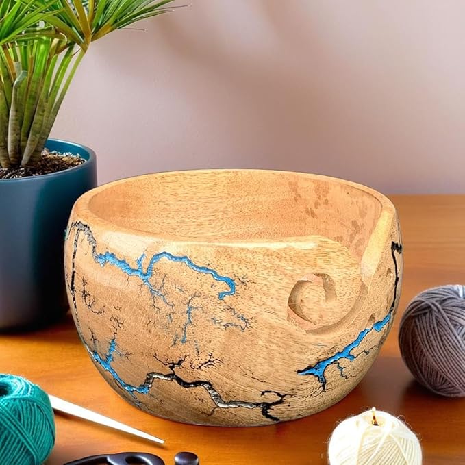 Prime Art Wooden Yarn Bowl Yarn Bowl for Crochet Yarn Bowl for Knitting Yarn Bowl for Crochet Large Yarn Bowl (Multi Color)
