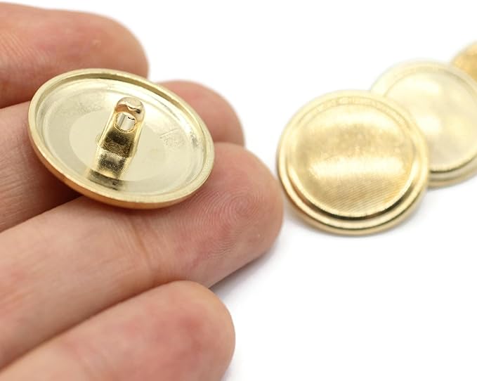 Gold Metal Shank Buttons - 12 Pcs - 4 Size Options - Striped Flat Round Metal Shank Buttons for Men Women Blazer Coat Uniform Shirt Suit and Jacket Sewing Craft DIY N5503