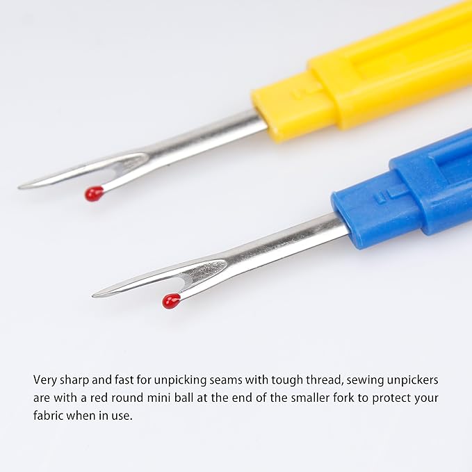 Lusecarl Seam Ripper and Thread Remover Kit 2 Big 2 Small Stitch Ripper Tool and 1 Sewing Trimming Scissor Nipper for Thread Remove (Multi-Color)
