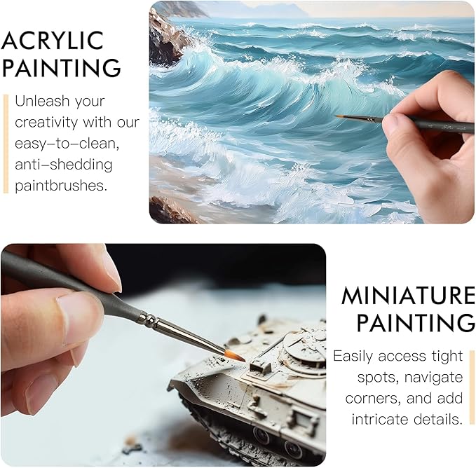 Detailing Paint Brush Set-Golden Maple 13pcs Miniature Paint Brushes Set for Fine Detail Paint, Acrylic Painting, Watercolor, Oil, Models