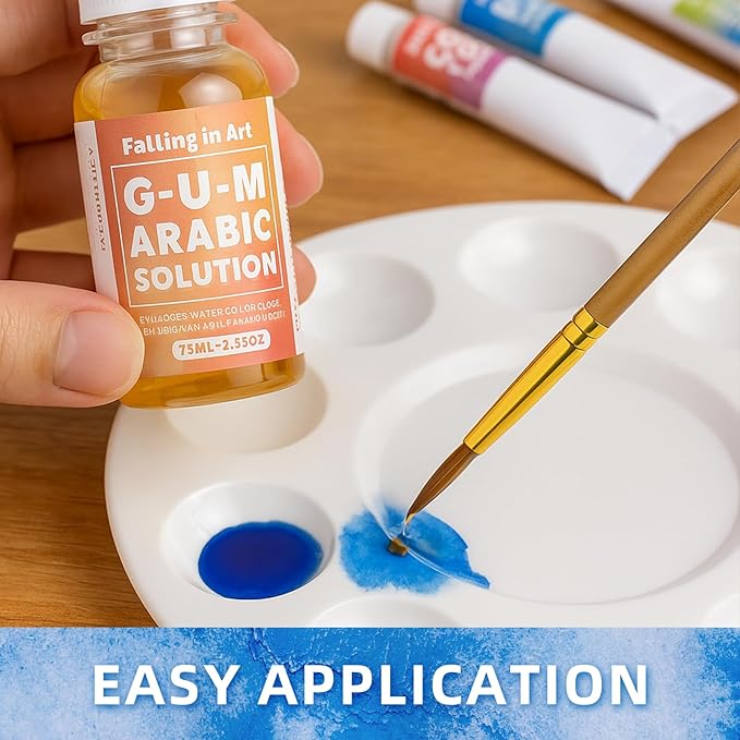 Falling in Art Gum Arabic Solution, Gum Arabic Liquid for Watercolor Painting, 2.5 Oz Bottle