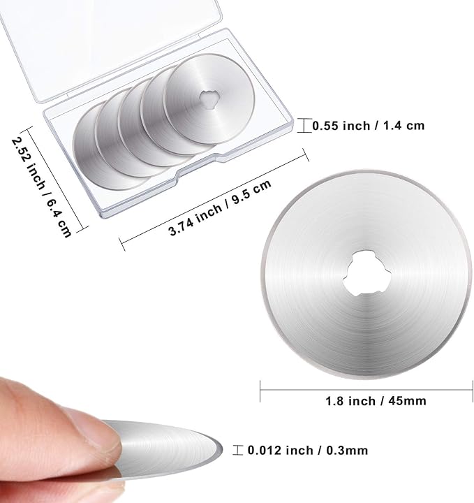 Mudder 36 Packs Rotary Cutter Blades Replacement Blades Compatible with Martelli Truecut Cutter for Patchwork Leather Quilting Sewing Arts Crafts(45 mm)