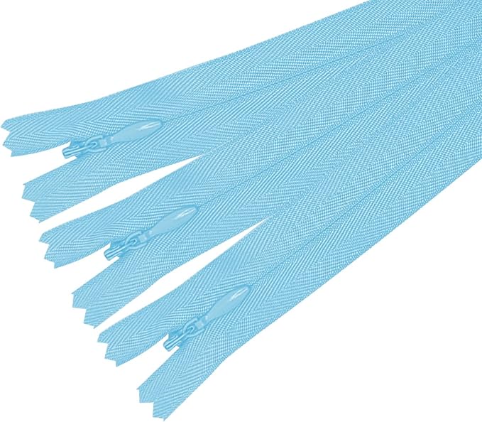 ANPURZII 3PCS #3 7 Inch Light Blue Invisible Zippers for Sewing Skirts, Nylon Coil Bulk Zippers for Pocket, Pillow(Light Blue 7" 3PCS)