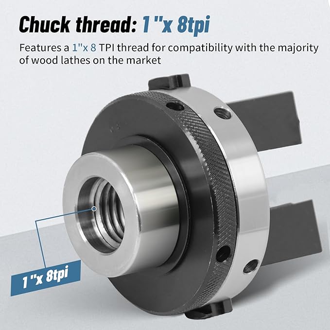 Dedicated Pen Drilling Lathe Chuck 3-1/4-inch 2-Jaw,Pen Blank Drilling Chuck with 1" X 8TPI Direct Thread,Pen Blank Chuck for Woodturning