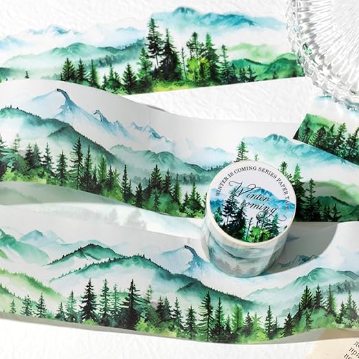Alideco 6pcs Decorative Adhesive Tapes Vintage Mountain Landscape Washi Tape Great for Bullet Journal Supplies, Arts, Scrapbook, DIY Crafts, Planners (lindongjiangzhi)