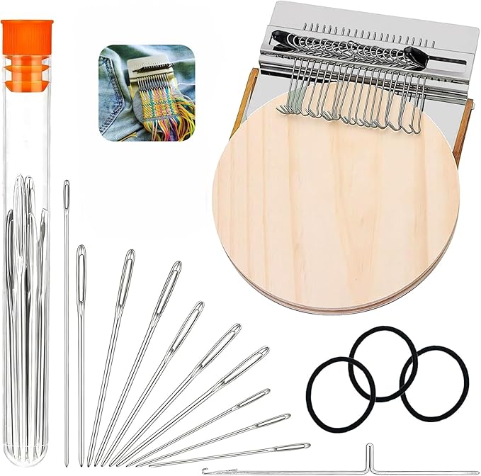 Knitting Kit for Beginners, Portable Patch Darning Kit, Patchwork Weaving Tool Set for Quickly Sewing Repair, Sewing (21 Hooks)