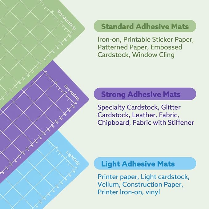 24 Pack Cutting Mat for Cricut Bulk, 12x12 Inch (Light, Standard, Strong), Vinyl Mat Variety Adhesive Mats for Cricut Explore Air/Air 2/One/Maker