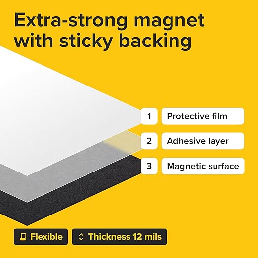 Strong Self-Stick Adhesive Magnetic Sheets 60 Pcs (4"x6"/10x15cm) – Customizable Magnetic Paper for Photo, Magnet Stickers, Labels, Crafts; for Fridge, Lockers, Whiteboards, Office, Projects