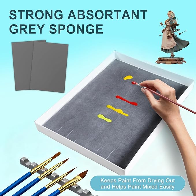 Wet Palette Paper and Sponge Refill for 12in x 16in Palette Tray, Include 2 Sponges and 50 Paper Sheet Fit for Masterson Premier Wet Palette (12in x 16in)