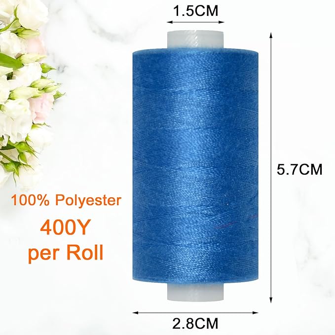 All Purpose Sewing Thread-2 Spools of Hand Polyester Sewing Thread for Sewing Machine for Hand and Machine Sewing(Dark Electric Blue, 2 spools)