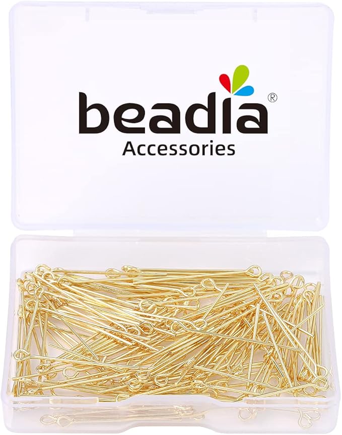 14K Gold Plated Open Eye Pins Non Tarnish 30mm 150pcs for Jewelry Making Findings