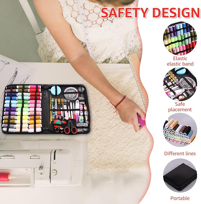 229 Pcs Sewing Kit Professional Sewing Supplies Accessories Including Needles Thread Scissors Measure Tape and More for Home Work Travel Emergency
