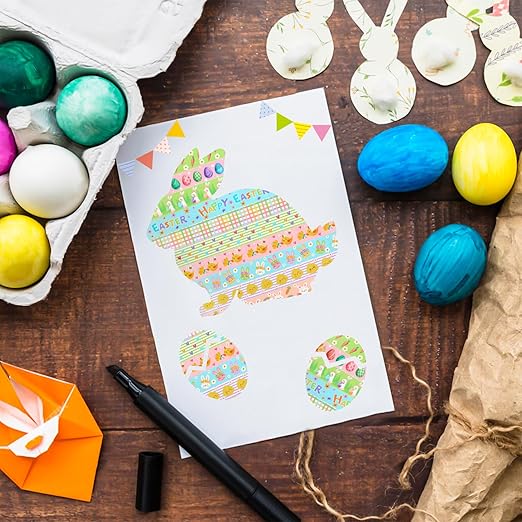 12 Rolls Happy Easter Washi Tape, Cute Animals Chicks Rabbits Farm Masking Tape, Easter Plaid Pattern Decorative Paper Stickers for Holiday Scrapbook Journal DIY Crafts Gift Packing 16.4FT