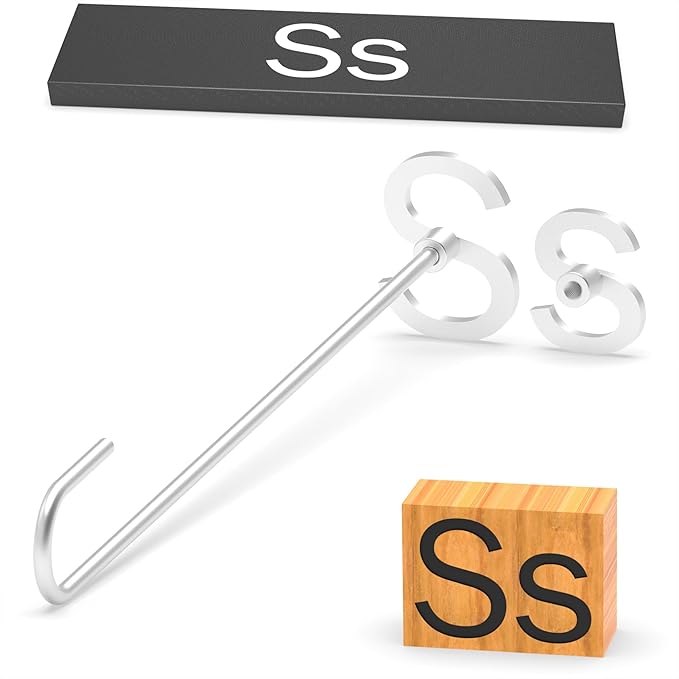 2Pcs Mini 2" Branding Irons, Alphabet Custom Wood Branding Iron Personalized for Wood Working, Leather Hats, Felt, Cowhide, BBQ & Bread Logo, Steak Branding Iron for Food (S s)