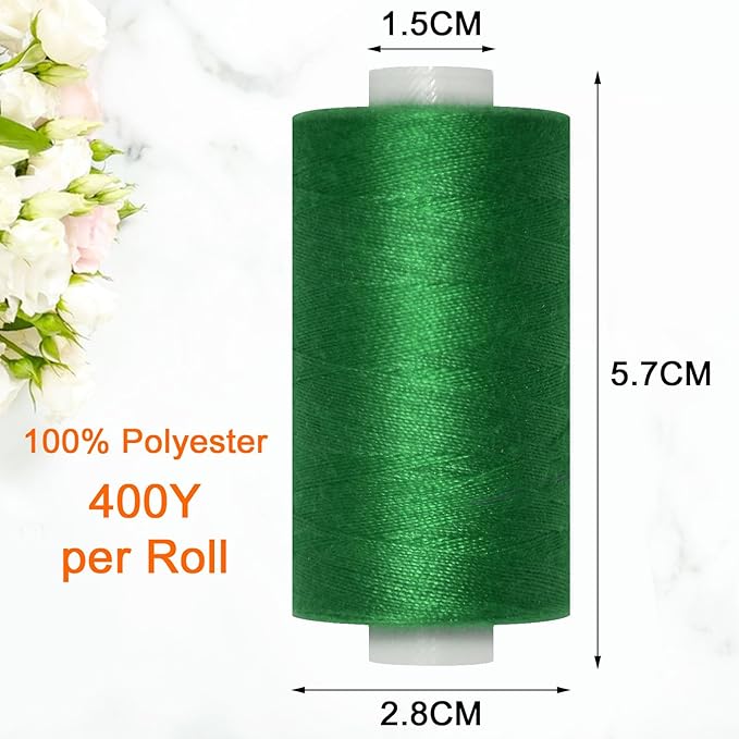 All Purpose Sewing Thread-2 Spools of Hand Polyester Sewing Thread for Sewing Machine for Hand and Machine Sewing(Christmas Green, 2 spools)