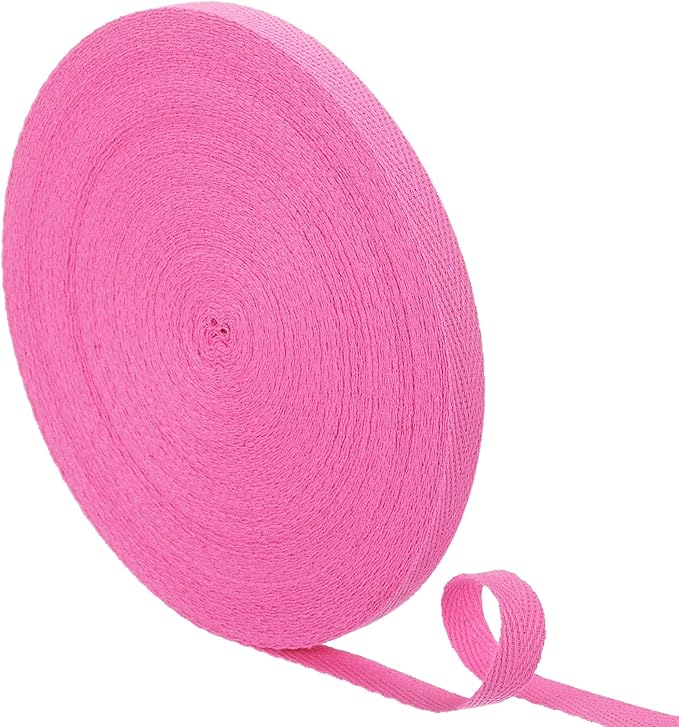 uxcell 23 Yards Cotton Twill Tape, 3/8-inch Herringbone Webbing Ribbon Bias Binding Tapes for Clothes Sewing, DIY Crafting (Rose Pink)