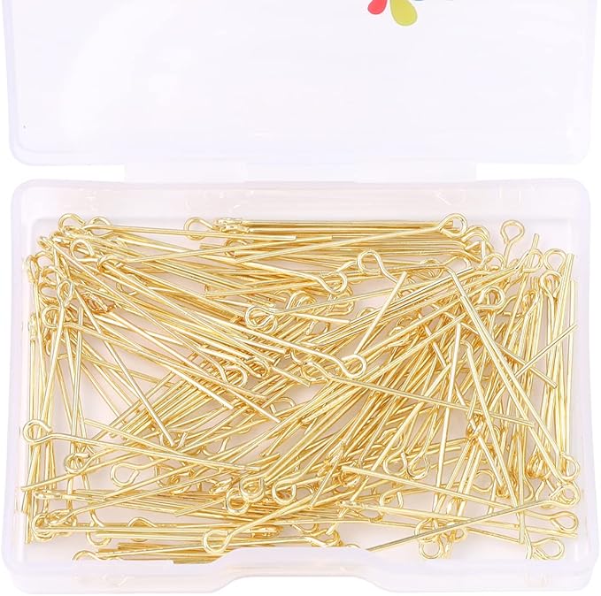 14K Gold Plated Open Eye Pins Non Tarnish 30mm 150pcs for Jewelry Making Findings