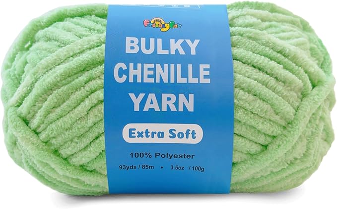 Soft Velvet Yarn Chenille Yarn for Crocheting and Knitting – Bulky (93 Yards/100g) - Polyester - Yarn for Blanket Amigurumi Weaving Crafts (Mint Green, 1 Pack)