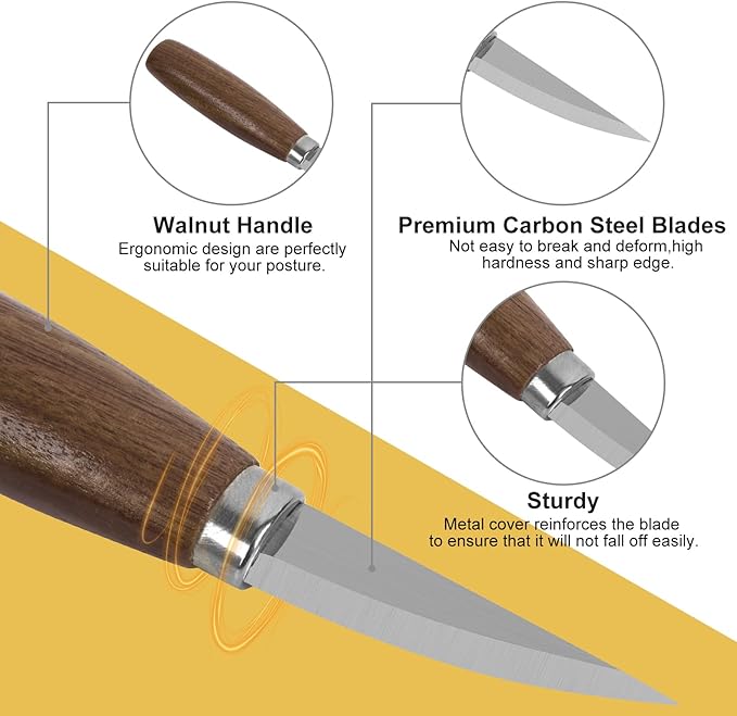 Wood Carving Kit, Wood Carving Tools Set with Wood Carving Knives Detail Knives Blocks Gloves Whittling Kit for Beginners Adults Kids Woodworking Tools for Spoon, Bowl, Kuksa Cup (26PCS)