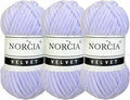 Soft Velvet Yarn Chenille Yarn for Crocheting Baby Blanket Yarn for Knitting Amigurumi Yarn Fancy Yarn for Crochet Weaving Craft (Lilac, 3 Skeins)