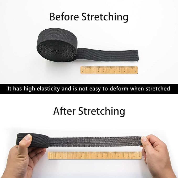 1 Inch Elastic Band for Sewing, Crafts, DIY, High Elasticity, (White 11Yards, Black 11 Yards)