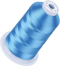 Simthread 5500Yds Embroidery Thread, 5000M High-Yardage 40WT 100% Polyester Thread – 170+ Vivid Colors, High-Speed Rated – Compatible with Brother, Singer, Janome & More - Medium Blue S066