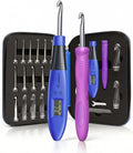 Light up Crochet Hook Set with Stitch Counter Crochet Kit with 18 Different Size Interchangeable Crochet Needle,Ergonomic with 2 Levels Led and Digital Stitch Counter for Crocheting and Knitting