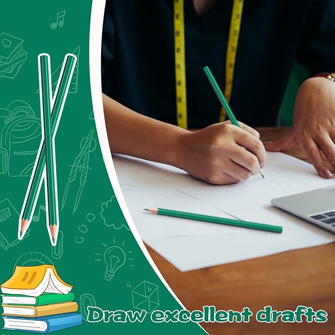 24 PCS Colored Pencils Pre-sharpened Coloring Pencils Set for Kids and Adult, Teachers Essential Classroom Prizes, Back to School Supplies(Green)