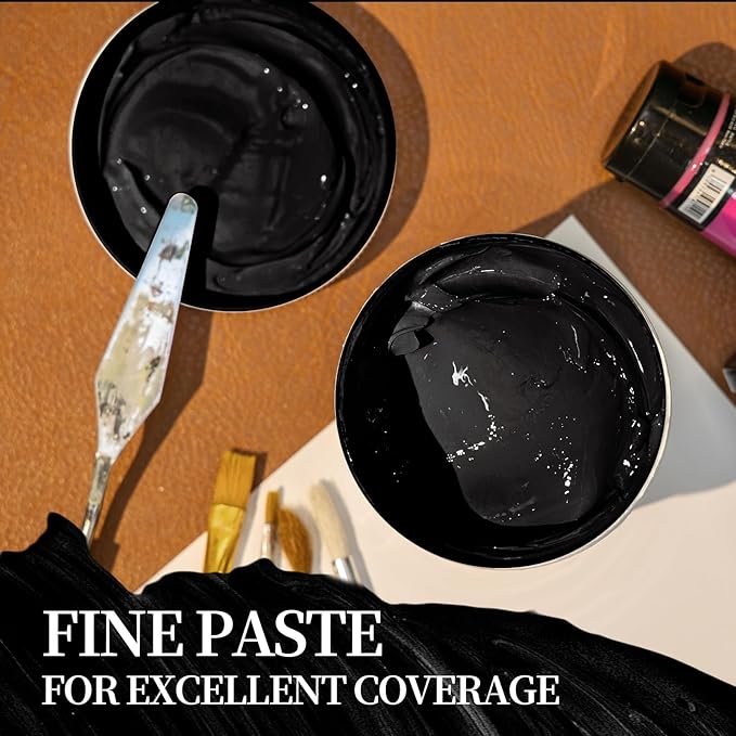 Falling in Art Black Gesso Primer for Acrylic Painting, 16.9Oz Non-Toxic Canvas Primer Gesso Surface Prep Medium