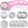 SPEEDWOX 45mm Rotary Cutter with 8 Extra Blades Handle Rolling Cutter with Safety Lock with Safety Lock for Fabric, Leather, Crafting, Sewing, Quilting - Ambidextrous Design for Left & Right Hand
