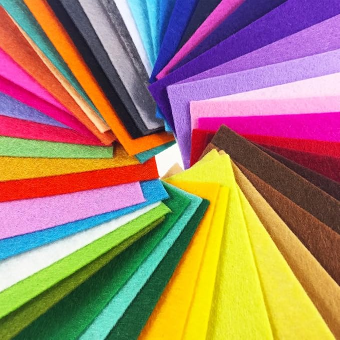 flic-flac 48PCS 6 x 6 inches (15 x 15cm) Assorted Color Felt Fabric Sheets Patchwork Sewing DIY Craft 1mm Thick … (15cm * 15cm, 48pcs)