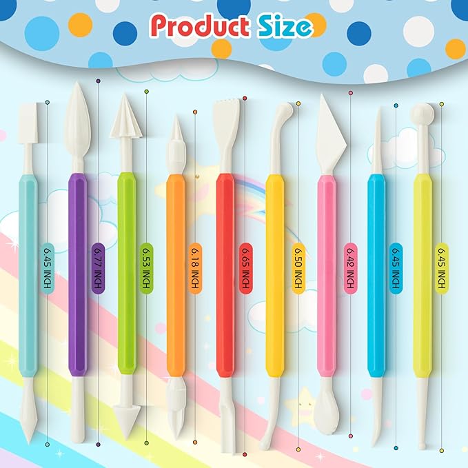 9PCS Clay Tools for Kids & Adult, UUSYCUN Plastic Air Dry Clay Tool Kit, Double-Head Sculpting Tools for Pottery, Polymer, Air Dry Clay, Modeling, Shaping, Cake Decoration