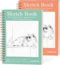DSTELIN 7.5 x 5.1 Inch Mini Hardcover Sketchbook Set, 2-PC, Spiral Bound, 50 Acid-Free Drawing Sheets Each, Pink & Green Covers, Ideal for Beginners to Professionals