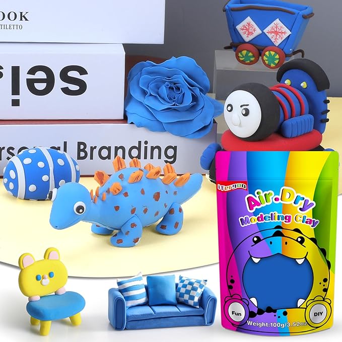 iFergoo Blue Air Dry Clay, DIY Creative Modeling Clay for Kids, Super Light Magic Clay for Kids Age 3-12, Safe & Non-Toxic, Molding Clay for Sculpting, Great Gift for Boys & Girls