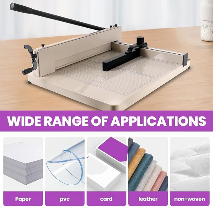 Heavy Duty Guillotine Paper Cutter, 17-inch Guillotine Table Paper Cutter,White(a3), 400-Sheet Paper Cutter with Double Safety Protection for Office, School, Commercial, Larger Area (17in)