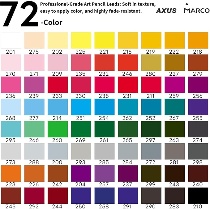 Oil-based Colored Pencils 3.7mm Thick Core, Unbreakable, Great Color Rendering, Iron Box Packed, for Artists & Art Lovers (Renoir 3100 Series - 72 Colors)