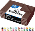 Party Solids Brown Tissue Paper for Gift Bags - 20" X 30" Bulk Tissue Paper Brown 480 Sheets 17 GSM - 10lb Newsprint for Packing, Birthday Gift Box Filler, Packing Supplies & Moving Supplies