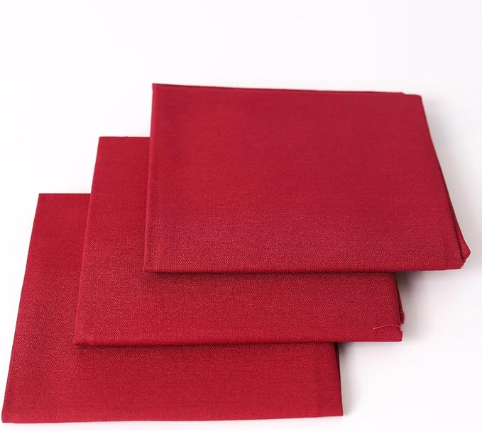 3 Pieces 18 x 21 Inches Cotton Fabric Precut Quilting Fabric Bundles Solid Colors Layer Cakes Quilt Material for DIY Craft Sewing Embroidery (Burgundy)