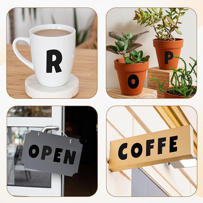 9 Sheet Black 3inch Letter Stickers, Self Adhesive Alphabet Sticker Sheet for Scrapbooking, Cute Vinyl Stick on Letters for Mailbox Craft Poster Bin Decor