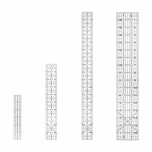 Sewing Rulers,Quilting Rulers Fabric Cutting Ruler 4pcs(1x6,3x17,1.5x17,1.5x10inch)