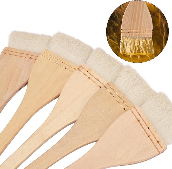 Artist's Choice Hake Paint Brush Set - Pack of 6 Flat Hake Brushes (3 inch), Crafted with Premium Goat Hair Bristles, Ideal for Watercolor, Wash, Ceramic and Pottery Painting