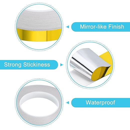 uxcell Metallic Tape, 0.59 in x 164 ft Self Adhesive Metalized Polyester Film Tape Waterproof Shiny Washi Tape for Walls Graphic Arts Gifts Wrapping Crafts Decoration, Gloss Gold