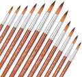 Watercolor Brushes, Round Pointed Tip Paint Brushes Set, 12 Pcs Different Sizes Paint Brushes for Watercolor Acrylics Ink Gouache Oil Tempera